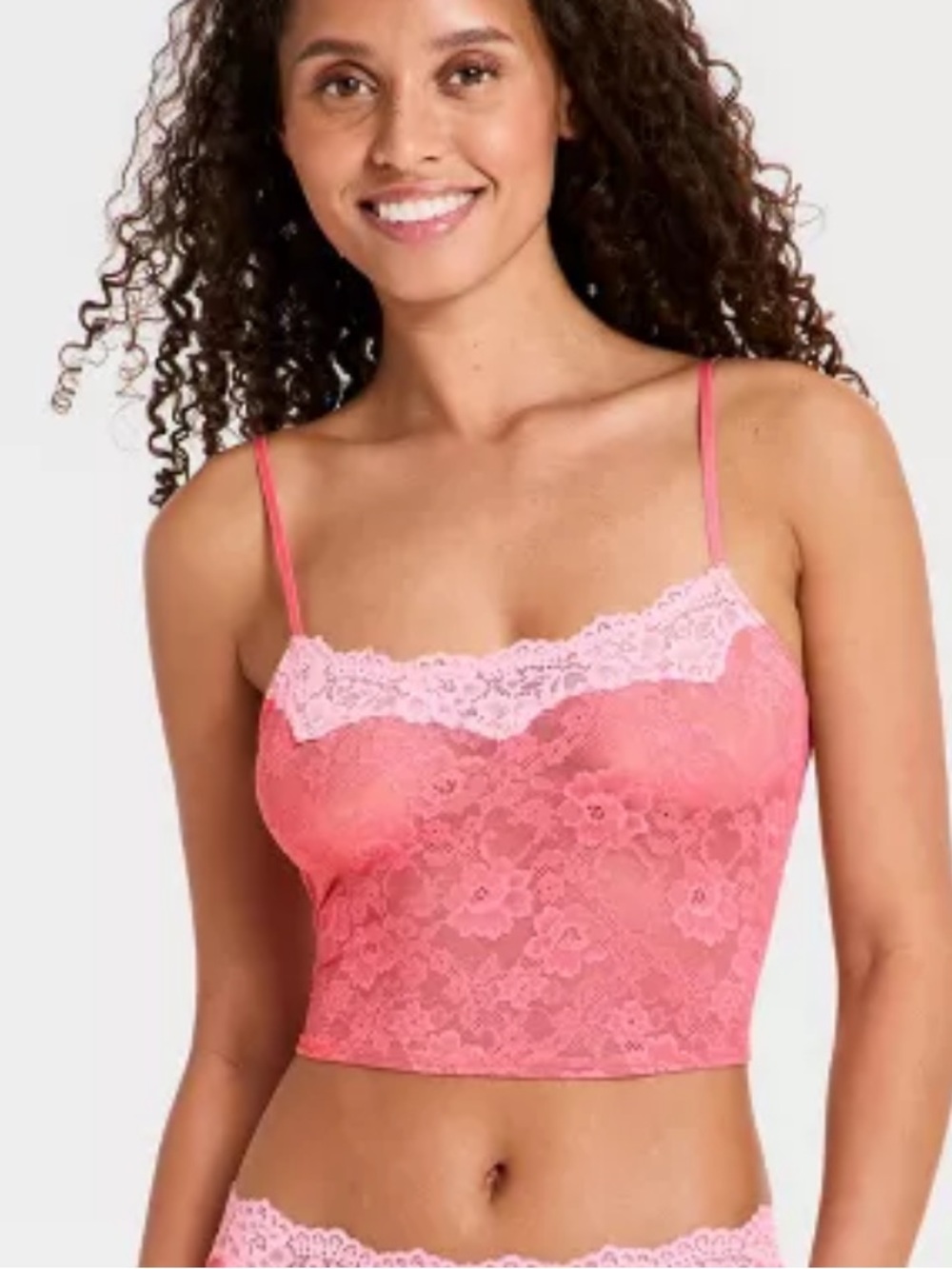 Wild Fable Women's Lace Cropped Cami Pink S